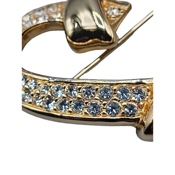 Swarovski Pave Crystal Heart Brooch Gold Tone Vintage Swan Stamp Pin - Picture 8 of 12